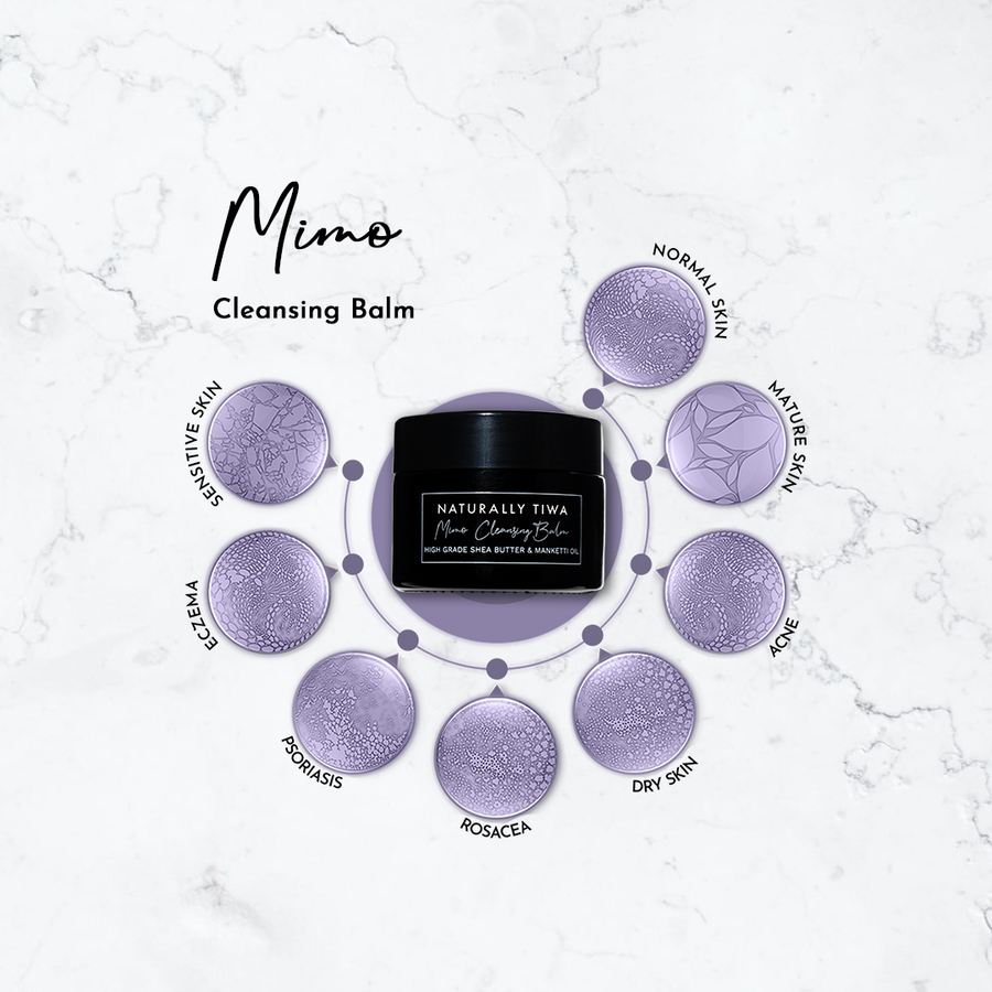 Naturally Tiwa Skincare MIMO Cleansing Balm 40g sensitive skin, eczema, psoriasis, acne, hyperpigmentation, skin undergoing chemotherapy and radiotherapy and dry skin conditions.