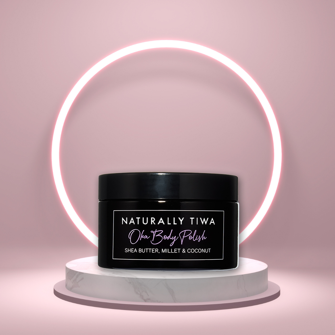 Naturally Tiwa Skincare OKA Body Polish eczema, psoriasis, acne, skin undergoing chemotherapy and radiotherapy, dry skin conditions, Keratosis Pilaris
