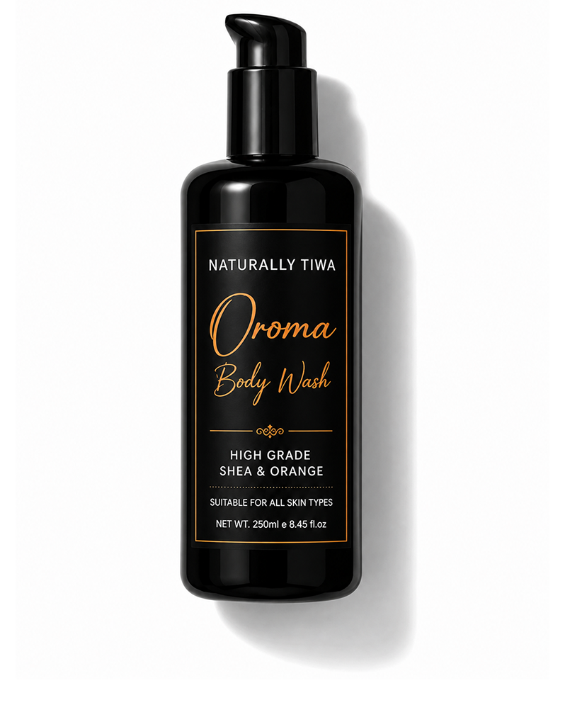 Naturally Tiwa Skincare OROMA Body Wash for sensitive skin, eczema, psoriasis, acne, hyperpigmentation, skin undergoing chemotherapy and radiotherapy and dry skin conditions