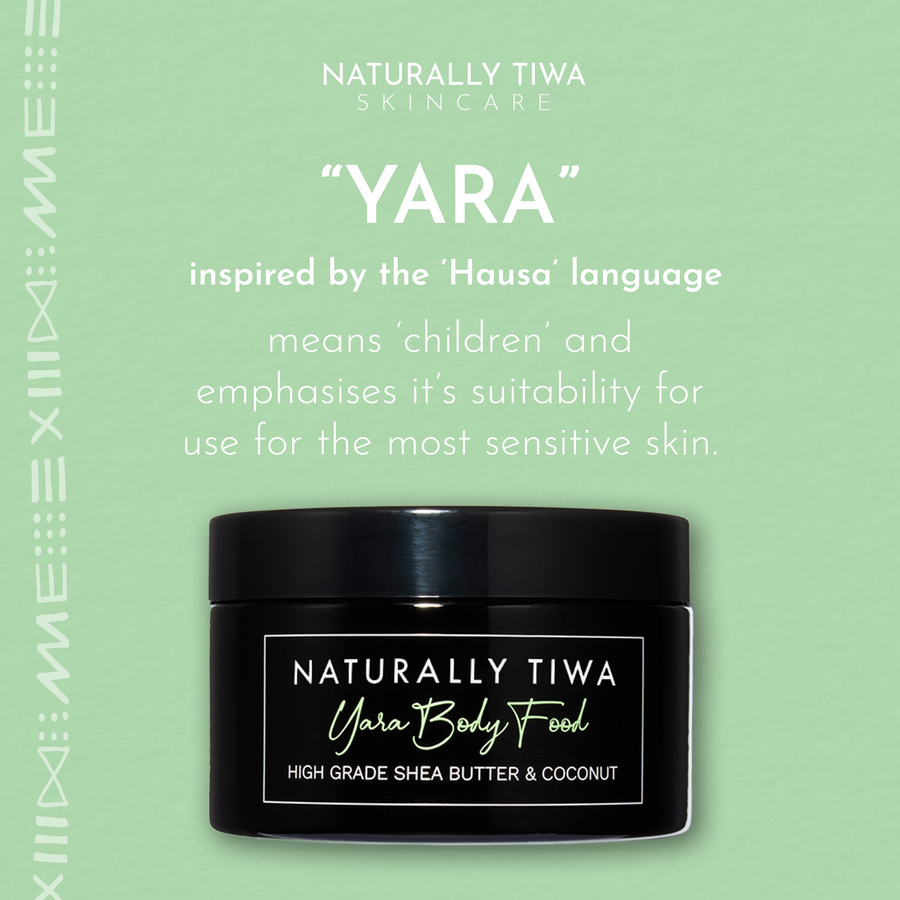 Naturally Tiwa Skincare YARA Body Food 250ml sensitive skin, eczema, psoriasis, rosacea, skin undergoing chemotherapy and radiotherapy and dry skin conditions.