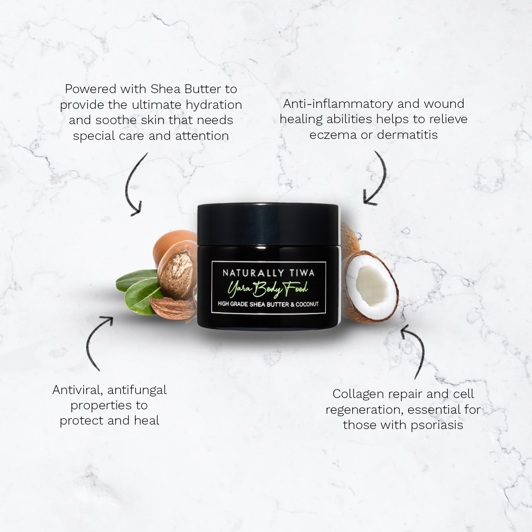 Naturally Tiwa Skincare YARA Body Food 90ml sensitive skin, eczema, psoriasis, rosacea, skin undergoing chemotherapy and radiotherapy and dry skin conditions